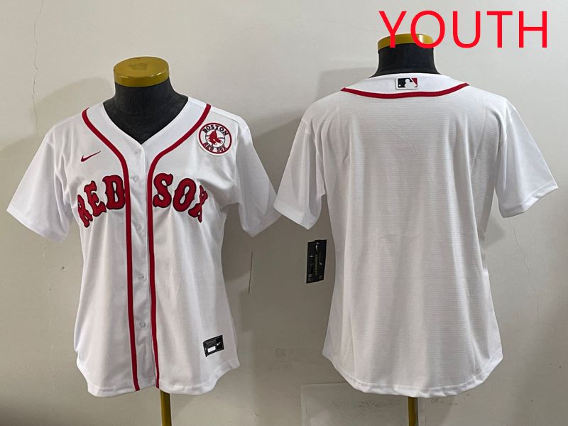 Youth 2025 Boston Red Sox Blank White Game Nike MLB Jersey style 3->youth mlb jersey->Youth Jersey
